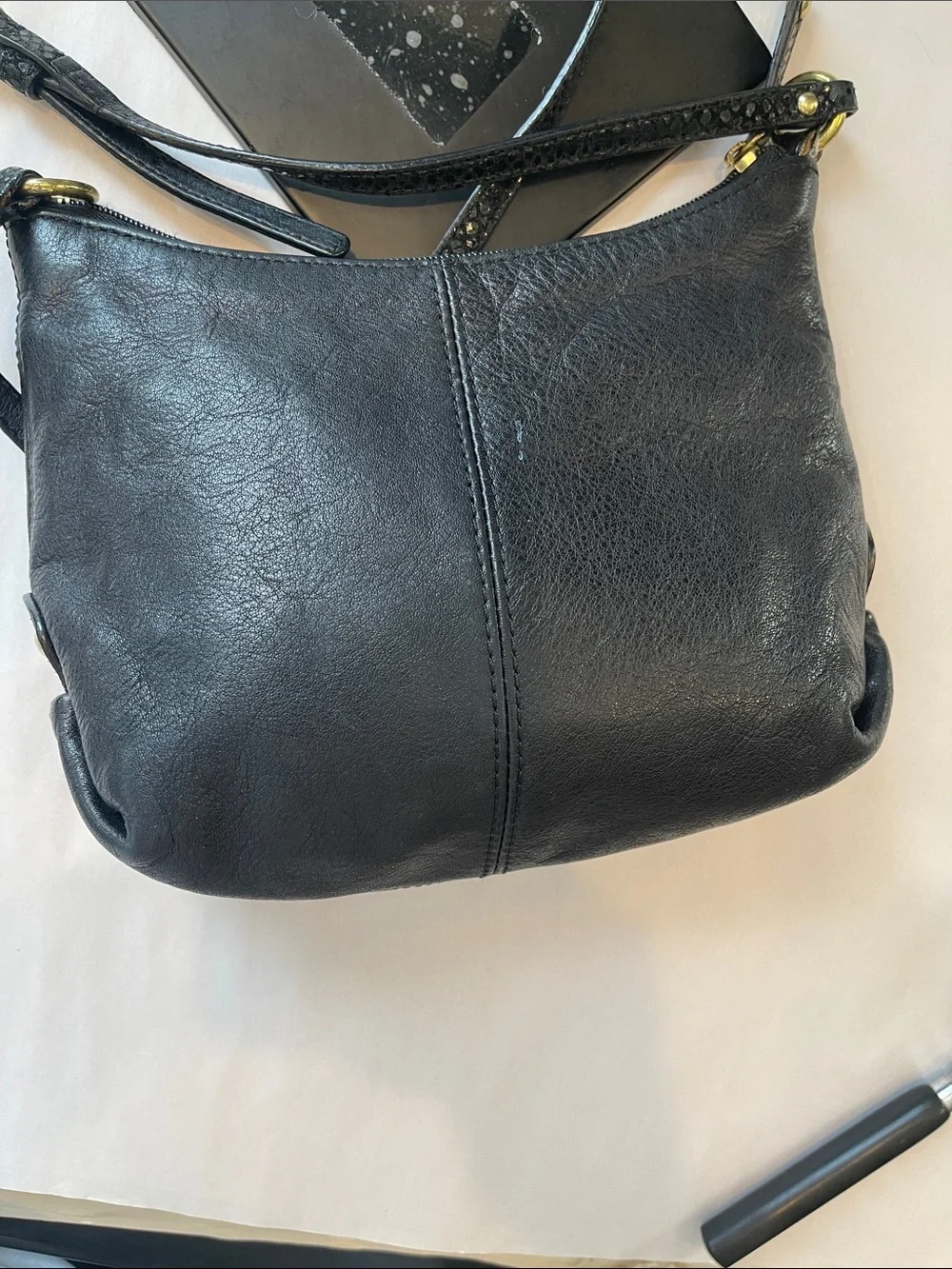 Coach Black Leather Crossbody with Gold Hardware